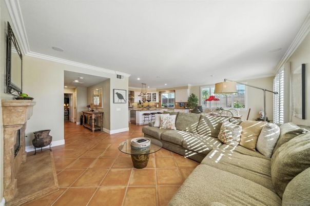 Dining room, Fireplace, Interior, Kitchen, Living room, Pendant Lights, Recessed Lighting