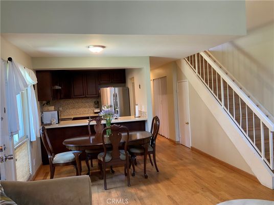 Dining room, Interior, Kitchen, Stainless Steel Appliances, Wood Texture Flooring