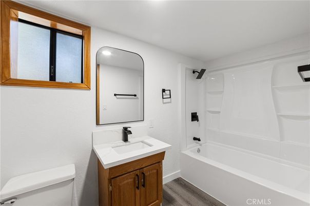 Bathroom, Interior, Recessed Lighting, Wood Texture Flooring