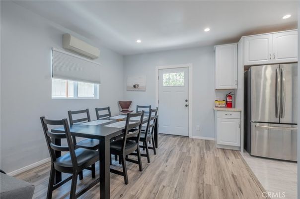 Dining room, Interior, Kitchen, Recessed Lighting, Wood Texture Flooring