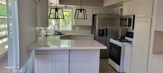 Interior, Kitchen, Pendant Lights, Stainless Steel Appliances, Wood Texture Flooring