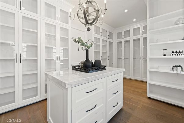 Chandelier, Interior, Recessed Lighting, Walk-in Closets, Wood Texture Flooring