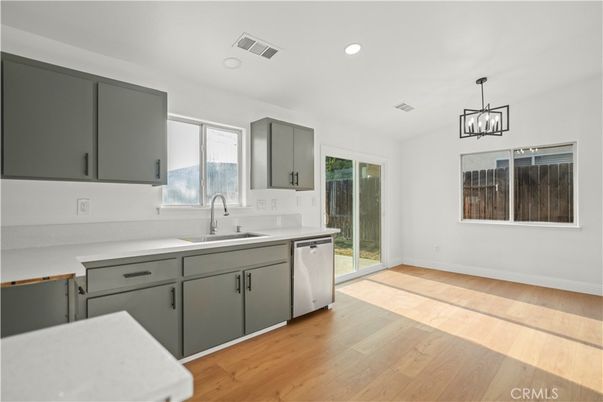 Interior, Kitchen, Pendant Lights, Recessed Lighting, Wood Texture Flooring