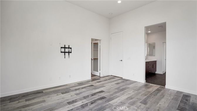 Bathroom, Empty room, Interior, Recessed Lighting, Wood Texture Flooring