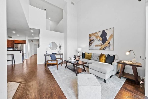 Interior, Kitchen, Living room, Recessed Lighting, Stainless Steel Appliances, Wood Texture Flooring