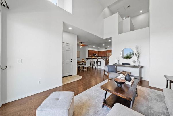 Dining room, Interior, Kitchen, Recessed Lighting, Wood Texture Flooring