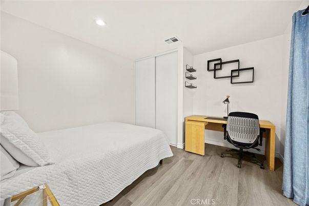 Bedroom, Home Office, Interior, Recessed Lighting, Wood Texture Flooring