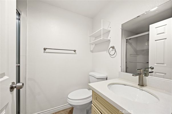 Bathroom, Glass Shower, Interior, Wood Texture Flooring