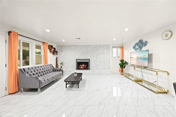 Fireplace, Interior, Living room, Marble, Marble Walls, Recessed Lighting