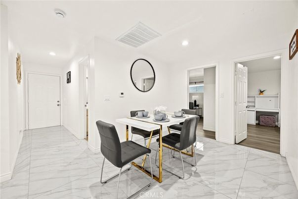 Dining room, Interior, Marble, Recessed Lighting