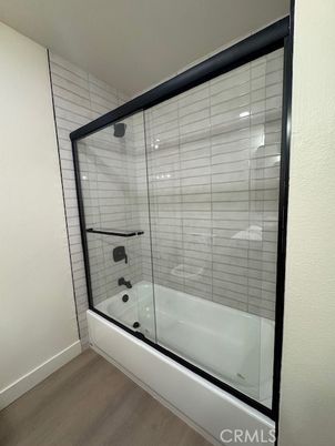 Bathroom, Glass Shower, Interior, Wood Texture Flooring