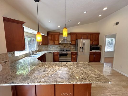 Interior, Kitchen, Pendant Lights, Recessed Lighting, Stainless Steel Appliances