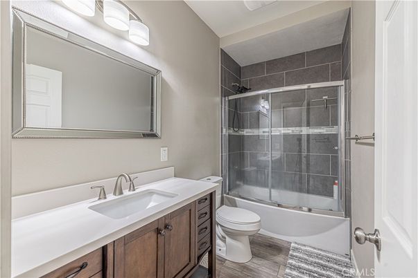 Bathroom, Glass Shower, Interior, Wood Texture Flooring