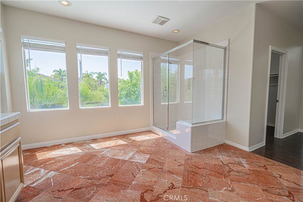 Bathroom, Empty room, Glass Shower, Interior, Recessed Lighting