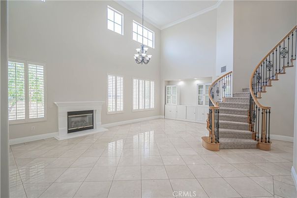 Chandelier, Fireplace, Interior
