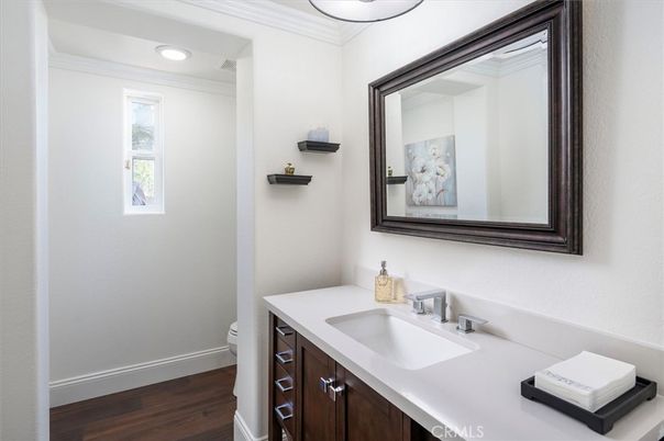 Bathroom, Interior, Recessed Lighting, Wood Texture Flooring
