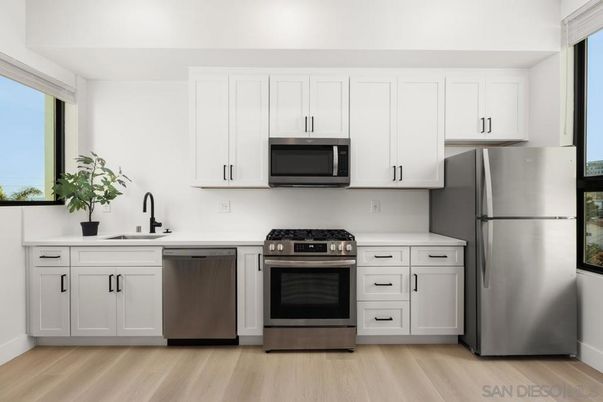 Interior, Kitchen, Stainless Steel Appliances, Wood Texture Flooring