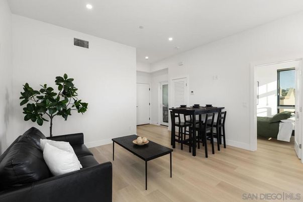 Dining room, Interior, Living room, Recessed Lighting, Wood Texture Flooring
