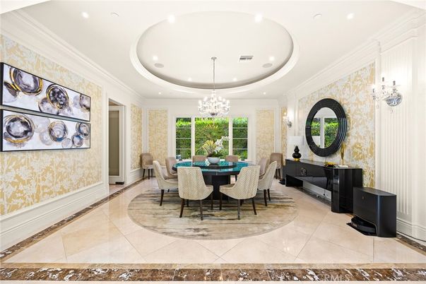 Chandelier, Dining room, Interior, Recessed Lighting