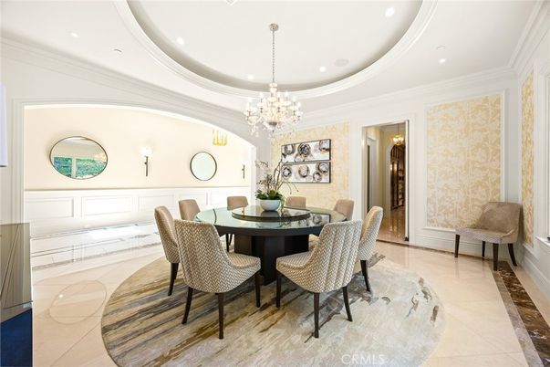 Chandelier, Dining room, Interior, Recessed Lighting
