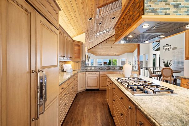 Interior, Kitchen, Recessed Lighting, Wooden Ceilings, Wood Texture Flooring
