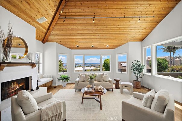 Fireplace, Interior, Living room, Recessed Lighting, Wooden Ceilings, Wood Texture Flooring