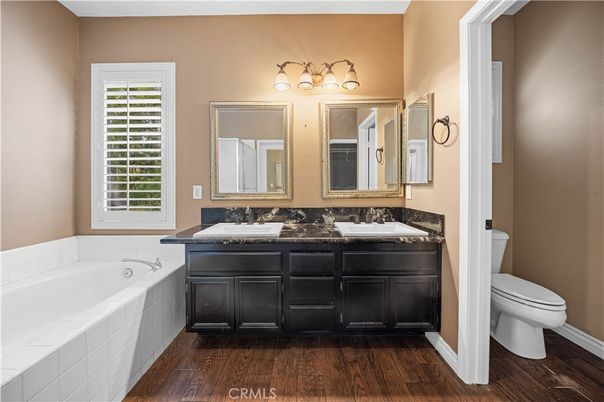 Bathroom, Dual Sink Vanities, Interior, Wood Texture Flooring