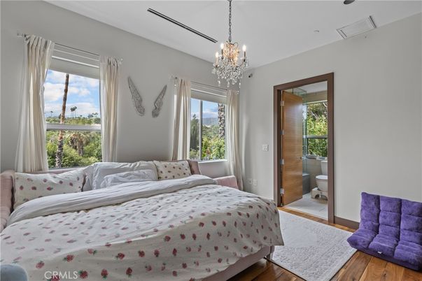 Bedroom, Chandelier, Interior, Wood Texture Flooring