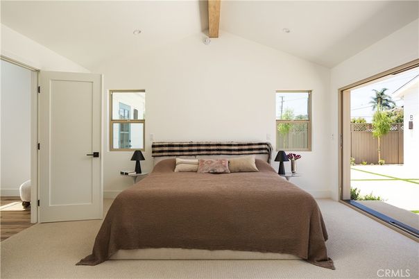 Bedroom, Interior, Recessed Lighting, Wooden Beams, Wood Texture Flooring