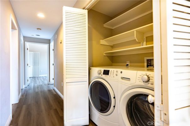 Interior, Recessed Lighting, Utility Closets, Washer, Wood Texture Flooring