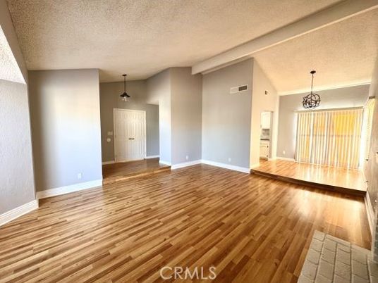 Empty room, Interior, Pendant Lights, Wood Texture Flooring