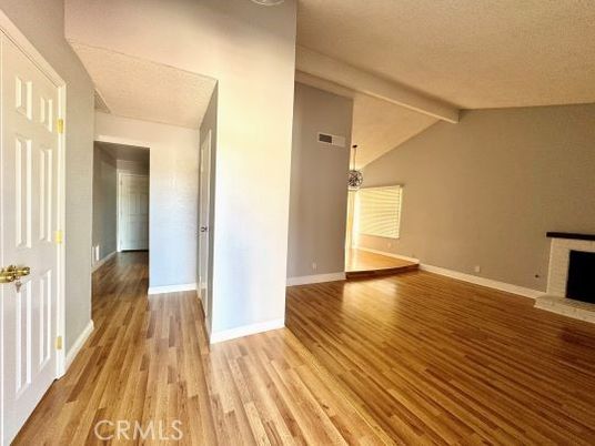 Empty room, Interior, Pendant Lights, Wood Texture Flooring