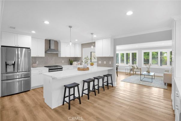 Interior, Kitchen, Living room, Pendant Lights, Recessed Lighting, Stainless Steel Appliances, Wood Texture Flooring