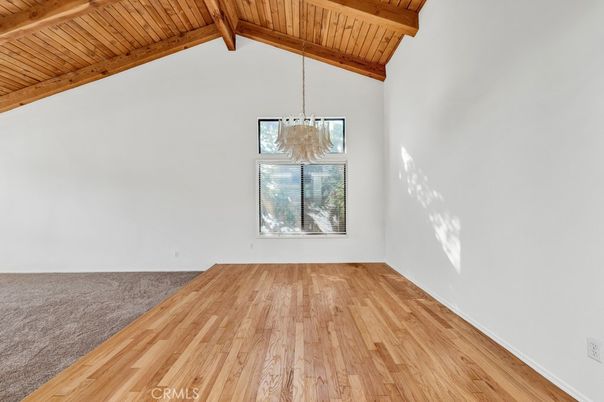 Empty room, Interior, Pendant Lights, Wooden Beams, Wooden Ceilings, Wood Texture Flooring