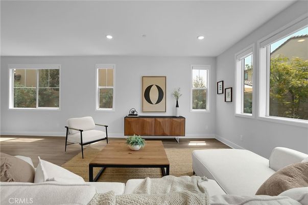 Interior, Living room, Recessed Lighting, Wood Texture Flooring