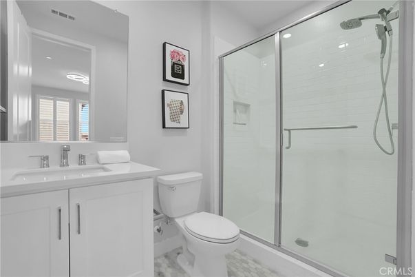 Bathroom, Glass Shower, Interior, Marble, Recessed Lighting