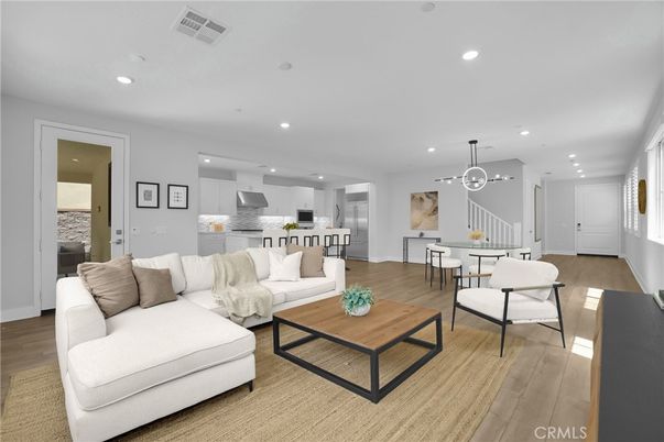 Dining room, Interior, Kitchen, Living room, Pendant Lights, Recessed Lighting, Wood Texture Flooring