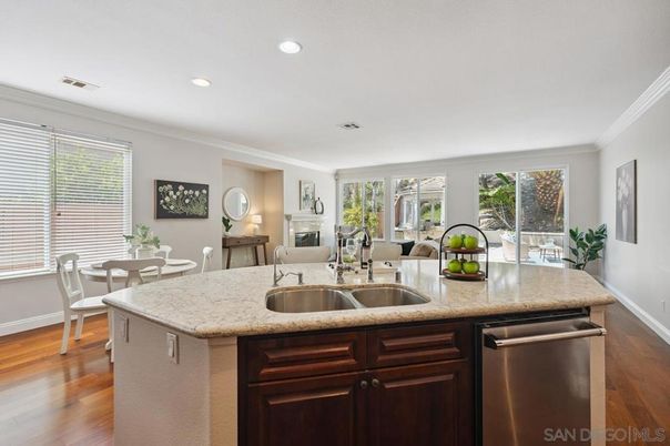 Dining room, Interior, Kitchen, Recessed Lighting, Wood Texture Flooring