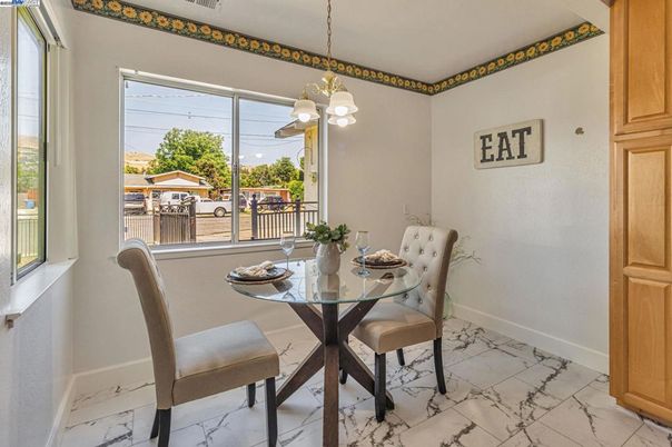Dining room, Interior, Marble, Pendant Lights