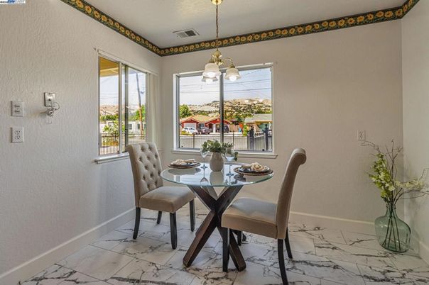 Dining room, Interior, Marble, Pendant Lights