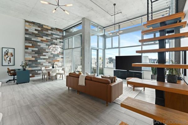 Dining room, Fireplace, Interior, Living room, Pendant Lights, Stone Walls, Wood Texture Flooring