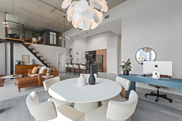 Home Office, Interior, Kitchen, Living room, Pendant Lights, Wood Texture Flooring