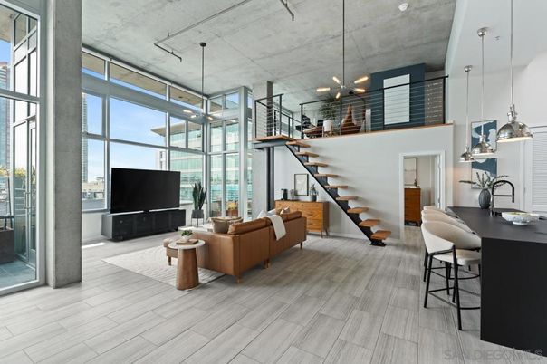 Interior, Living room, Pendant Lights, Recessed Lighting, Wood Texture Flooring