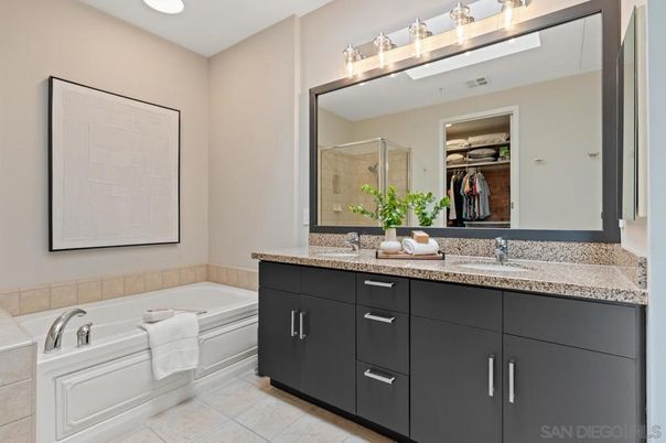 Bathroom, Dual Sink Vanities, Interior, Recessed Lighting, Walk-in Closets