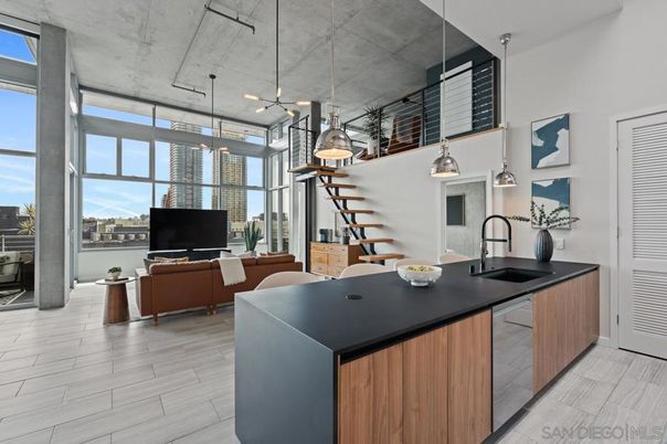 Interior, Kitchen, Living room, Pendant Lights, Wood Texture Flooring