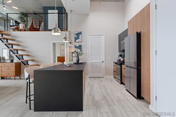 Interior, Kitchen, Pendant Lights, Wood Texture Flooring