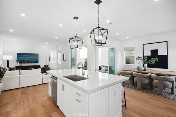 Dining room, Interior, Kitchen, Living room, Pendant Lights, Recessed Lighting, Wood Texture Flooring