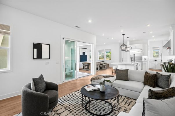 Dining room, Interior, Kitchen, Living room, Pendant Lights, Recessed Lighting, Wood Texture Flooring