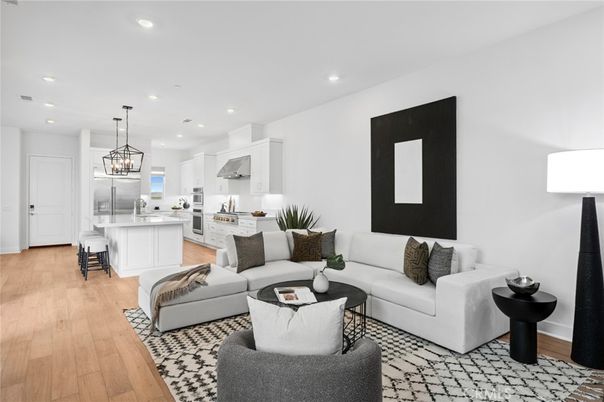 Interior, Kitchen, Living room, Pendant Lights, Recessed Lighting, Stainless Steel Appliances, Wood Texture Flooring