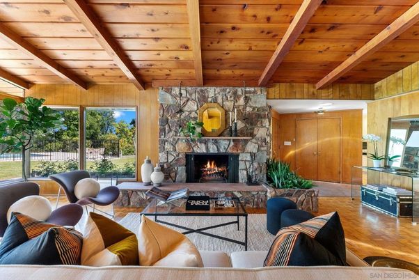 Fireplace, Interior, Living room, Stone Walls, Wooden Beams, Wooden Ceilings, Wooden Walls